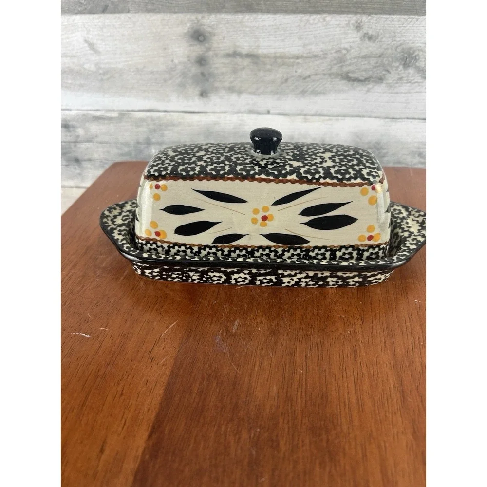 Temptations by Tara Ceramic Old World Black Butter Tray